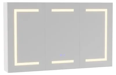 Obrázek produktu pro Inteligentní LED zrcadlo do koupelny – nástěnní skříňka se zrcadlem – s úložným prostorem – s dvířky – LED osvětlení – proti zamlžování – 100,4 x 60 x 13,5 cm – bílá barva