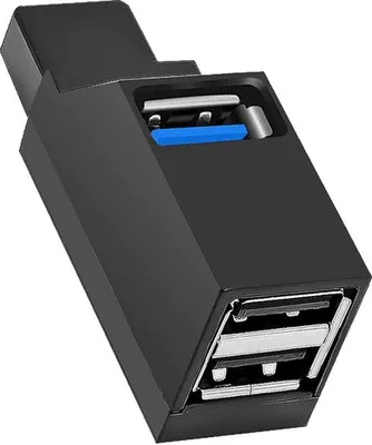Zdjęcie produktu dla Mały hub USB 3.0/2.0 – 3-portowe złącze mini USB do komputerów stacjonarnych i laptopów – czarny