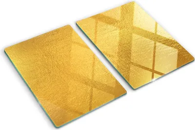 Produktbild von Tulup Glas Herdabdeckplatte - 2x40x52 cm - Glaskeramikkochfeld-Abdeckung Spritzschutz Glasabdeckplatte Kochplattenabdeckung und Schneidebrett - Zweiteilig - Sonstige - Goldene Folie - Gold