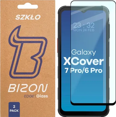 Produktbild von 2x Gehärtetes Glas für Galaxy XCover 7 Pro / 6 Pro, Bizon Glass Edge Duo, Schwarzer Rahmen