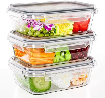 Zdjęcie produktu dla Pojemniki do przechowywania, 3 sztuki - 1040 ml - Szkło - Hermetyczne - Bez BPA - Odporne na temperaturę - Można używać w piekarniku (bez pokrywki) - Pojemniki do przechowywania