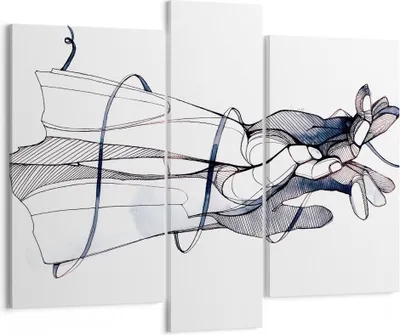 Produktbild von Bild auf Leinwand - Leinwandbild - 3 Teile - Hände Surrealismus Grafik - 95x80cm - Wand Bild - Wanddeko - Wandbilder - Leinwanddruck - Bilder - Wanddekoration - Leinwand bilder - CB95x80-4447