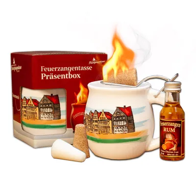 Produktbild von Feuerzangentasse 1er-Set | weiß/Bremen | mit Rum | Feuerzangenbowle-Set | Präsentbox
