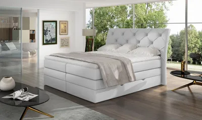 Produktbild von Mirabel Boxspringbett 140 - 180 cm; Weiß (Kunstleder), Liegefläche:160 x 200 cm