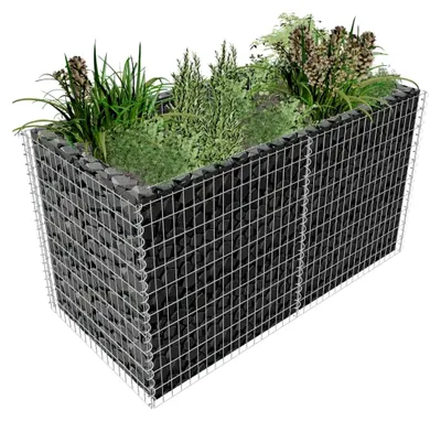 Produktbild von Gabionen-Hochbeet aus Stahl 180x90x100 cm Silber