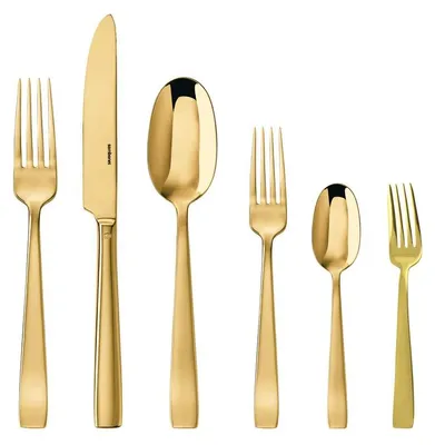 Immagine prodotto di Sambonet Flat Edelstahl/PVD Gold Besteck 30tlg.Vh. S0015-S00017-62712GN1/Abverkauf nur solange Vorrat reicht