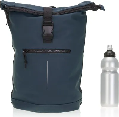 Produktbild von Rucksack Plane Mart Time Bag Kurierrucksack Roll-top Fahrradrucksack Freizeitrucksack Sport Fitness Reise 511135 02 Dunkelblau + Flasche