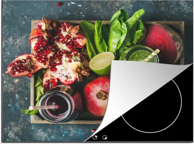 Produktbild von KitchenYeah© Herdabdeckplatte Obstkiste - Obst - Smoothie , 59x52cm, Küche Deko, Glaskeramikkochfeld Herdabdeckung, Abdeckplatte fùr Kochfeld