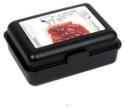 Produktbild von Peanuts Brotdose mit Trennwand 17,5x12,8x6,9 cm, Schwarz, Snoopy Lunchbox