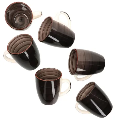 Zdjęcie produktu dla zestaw 6 kubków do kawy Coffeeblack z uchwytem czarny kubek do picia 350 ml kubek do herbaty