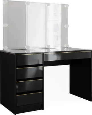Produktbild von Schminktisch-Set  Vicco Sherry Schwarz/Gold 120 cm mit LED Beleuchtung, Model 47718