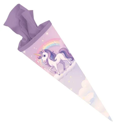 Produktbild von ITENGA Schultüte 70cm rund Motiv EINHORN ZAUBERWOLKE Zuckertüte Filzverschluss