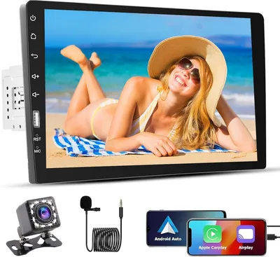 Immagine prodotto di Autoradio – Sistema multimediale 1 DIN con schermo touchscreen HD da 9 pollici, Apple CarPlay, Bluetooth e telecamera per la retromarcia