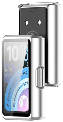 Produktbild von Schutzhülle mit Glas für Huawei Band 11 Pro, Bizon Case Watch Adamo, satiniertes Silbern