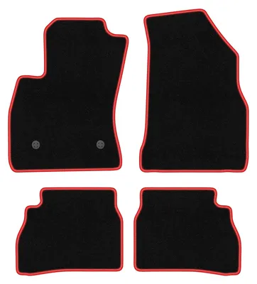 Image de Tapis de sol en moquette noir/rouge pour Opel Combo D 2011-2018 4 pièces