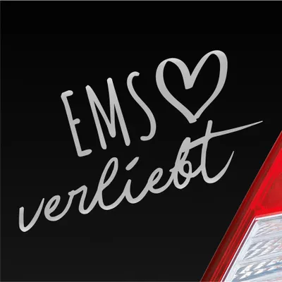 Produktbild von Auto Aufkleber Ems verliebt Herz Fluss River Wasser Water Liebe Car 19x10 cm Silber Sticker Heckscheibenaufkleber