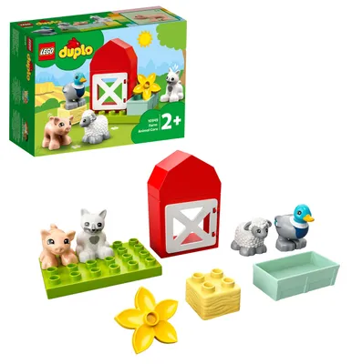 Immagine prodotto di LEGO 1949 DUPLO cura degli animali in fattoria, giocattolo per bambini piccoli dai 2 anni con figure: anatra, maiale, pecora e gatto