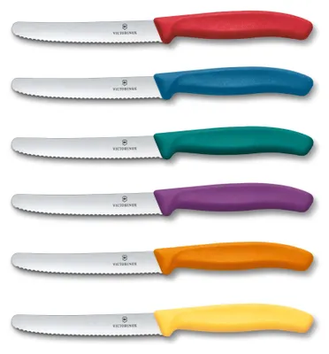 Produktbild von Victorinox 6x Frühstücksmesser 11 cm Wellenschliff, Tomatenmesser