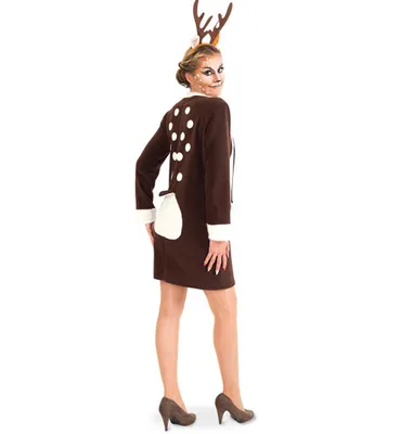 Produktbild von Damenkostüm-Set Rehlein Kleid inkl. Haarreif, Geweih Rentier Karneval Märchen Tierkostüm (Gr. 36, Mod.2)