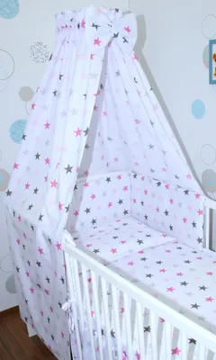 Produktbild von Vollstoff Himmel für Baby Bett Vollstoffhimmel Betthimmel - 13. Star Rosa