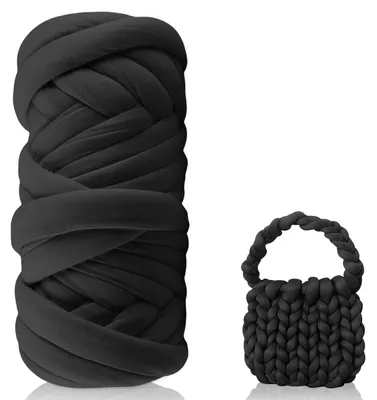 Productafbeelding van Armgestrikte wol, dikke garen, 500g/25m, zwart