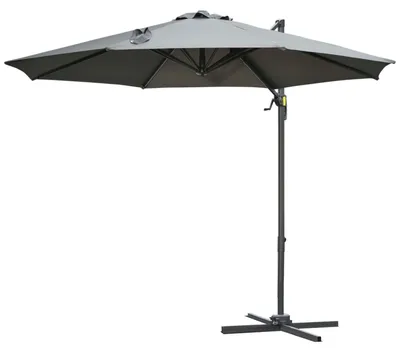 Immagine prodotto di Ombrellone da Giardino Decentrato a Manovella e a 8 Stecche Ø2,95x2,5 m Grigio