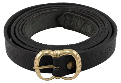 Produktbild von Mittelalterlicher Ledergürtel mit Knotenmuster Schnalle 160 cm Schwarz