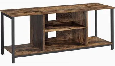 Image de Meuble TV pour téléviseurs jusqu'à 60 pouces, avec étagères ouvertes en bois, pour le salon et l'espace multimédia