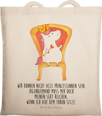 Produktbild von Mr. & Mrs. Panda Schultasche Einhorn Prinzessin - Transparent - Geschenk, Unicorn, Geburtstagsgeschenk, Tote Bag, Geburtstag, Monat, totebag, Tragetasche, Laptoptasche