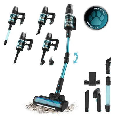 Immagine prodotto di Aspirapolvere a bastone Conga Rockstar RX50 Pet Flex. Potenza di aspirazione massima di 300 AW e potenza di 780 W. Autonomia della batteria di 100 minuti. Spazzola anti-groviglio HairLess.