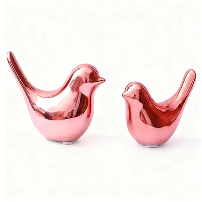 Image de Petites figurines d'oiseaux décoratives - Décoration intérieure moderne (2 pièces roses)