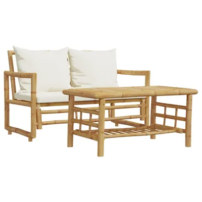 Produktbild von 2-teiliges Gartensofa-Set mit Kissen Bambus