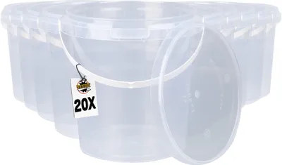 Produktbild von Kunststoffeimer mit Deckel 1L | PP | rund | Transparent 20 Stück