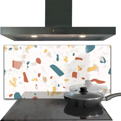 Produktbild von Spritzschutz aus Glas Küchenrückwand - Wandschutz für Herd und Spüle - 120x60 cm - terrazzo Stein