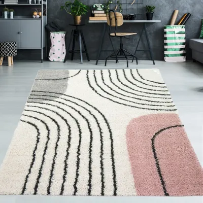 Immagine prodotto di Tappeto a pelo lungo con motivi circolari - 160 x 230 cm