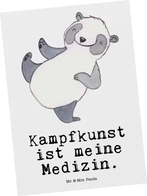 Produktbild von Mr. & Mrs. Panda Postkarte Panda Kampfkunst - Weiß - Geschenk, Grußkarte, Postkarten, Selbstverteidigung, bildkarte, Kampfsportarten, Ansichtskarten, Ansichtskarte