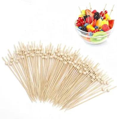 Zdjęcie produktu dla Drewniane szaszłyki do przekąsek - 12 cm - Szaszłyki koktajlowe - Akcesoria do przekąsek - Akcesoria koktajlowe - Dekoracje koktajlowe - Szaszłyki do przekąsek