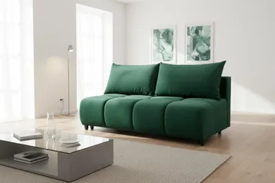 Productafbeelding van Bank met 3 zitplaatsen en slaapfunctie, model XENIO, bekleed met stof in een zachte groene kleur