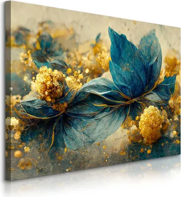 Immagine prodotto di Muralo Quadro su tela CANVAS FOGLIE Fiori Astratto Stile glamour L. 90 cm x A. 60 cm