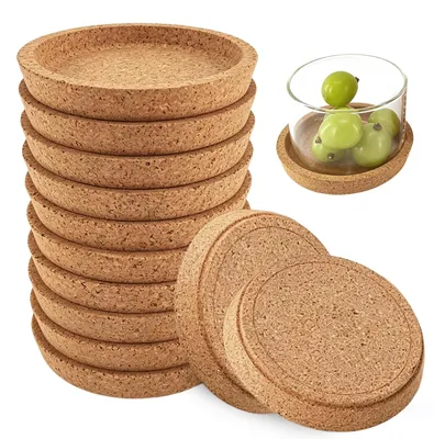 12 runde Korkuntersetzer mit Rand, Ø 10 cm, Tischschutz