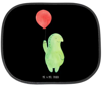 Produktbild von Mr. & Mrs. Panda Auto Sonnenschutz Schildkröte Luftballon - Schwarz - Geschenk, Jahrmarkt, Motivationsspruch, glücklich, Sonnenblende, fenster, kindersonnenschutz