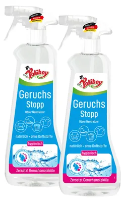 Produktbild von Poliboy Aktiv Geruchs Stopp - 2 x 500ml - Geruchsentferner - Bannt schlechte Gerüche auf Textilien und mehr
