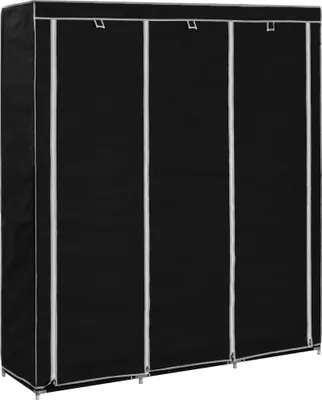 Produktbild von "2026 Moderne"Kleiderschrank( 1PC) Stylishces - Garderobenschrank,Drehtürenschrank,mit Fächern Stangen Schwarz 150x45x175cm Stoff - Kleiderschränke BestMöbel 501680
