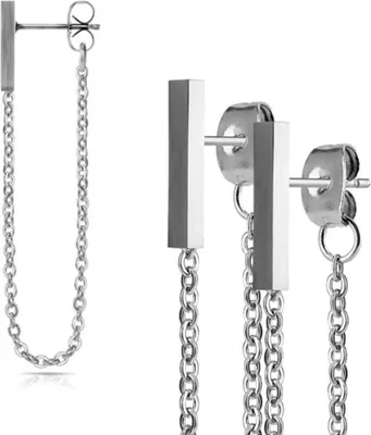 Produktbild von Ohrstecker „Ketten mit Stab“: Edelstahl Ohrringe Steel