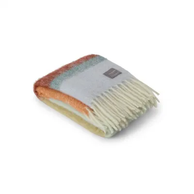 Produktbild von Stackelbergs Plaid-Mohair-Decke Mohair-Wolle Orange-Mint-Rot L 130 cm B 170 cm