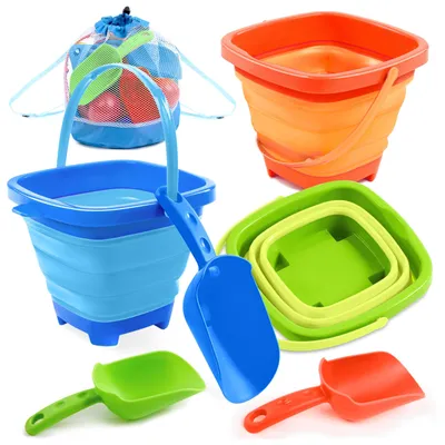 Immagine prodotto di Set di secchi pieghevoli Sloosh con 3 palette: perfetti per la spiaggia e la sabbiera