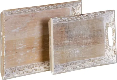 Obrázek produktu pro Tác na občerstvení 45,5 x 30,5 x 5,5 cm Bílé mangové dřevo (2 kusy)