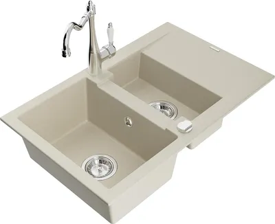 Immagine prodotto di Mexen Gaspar Lavello in granito 1,5 vasca con scolapiatti e miscelatore cucina Carla, beige - 6507-69-670700-00