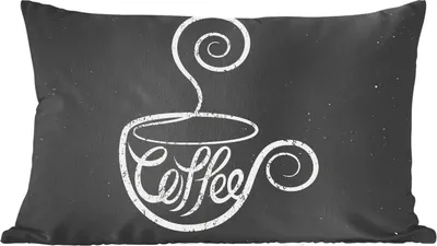 Produktbild von MuchoWow® Zierkissen Sofakissen Wohnzimmer Dekokissen 60x40 cm Kaffee - Sprichwörter - Zitate - Vintage - Kreidetafel - Kopfkissen - Polster mit Foto