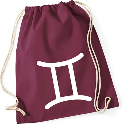 Produktbild von Huuraa Turnbeutel Zwillinge Sternzeichen Zeichen 12 Liter Burgundy Baumwolle Rucksack Geschenkidee